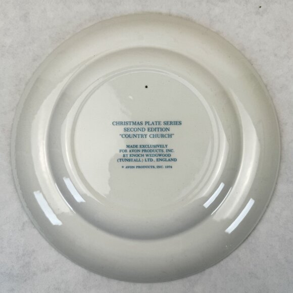 Avon Christmas Plate 1974 "Country Church" Second Edition By Enoch Wedgwood 9" - Picture 3 of 10